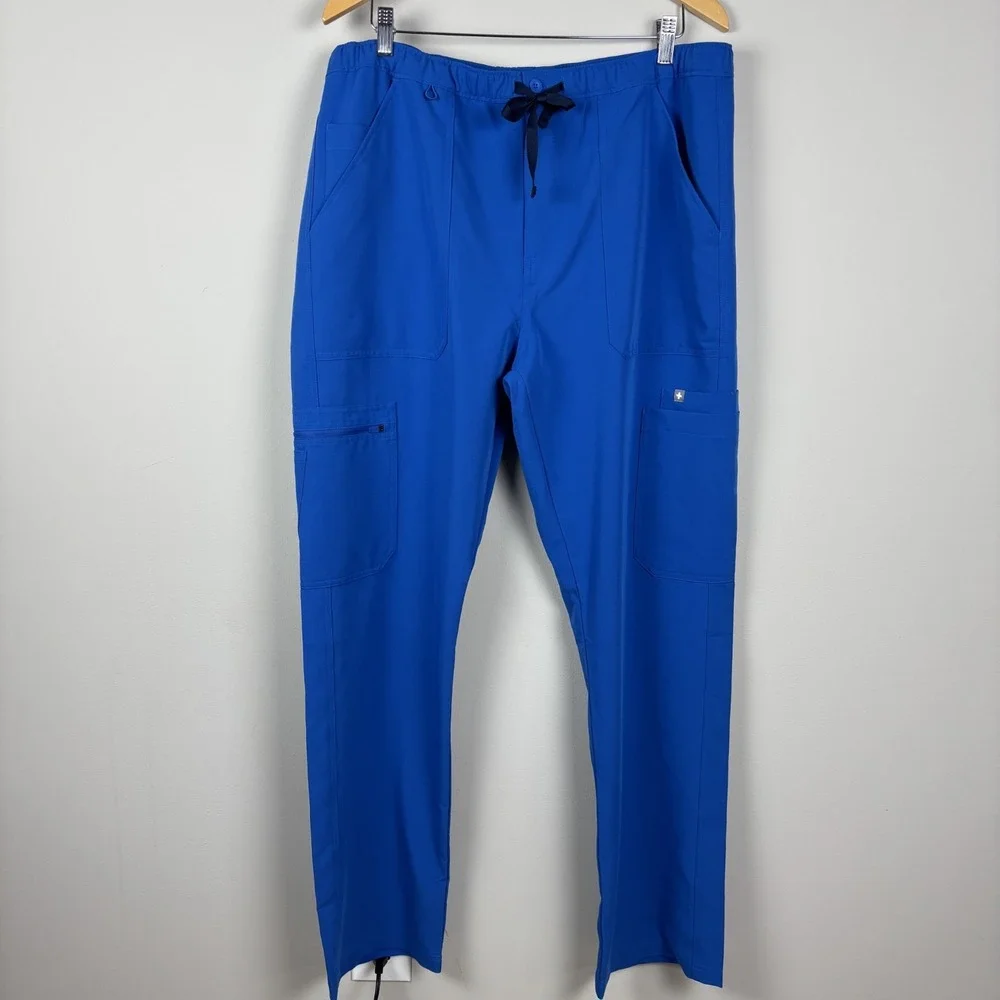 NEW Figs Cairo Cargo Scrub Pants Mens XL Blue Straight Leg Stretch Medical Nurse
